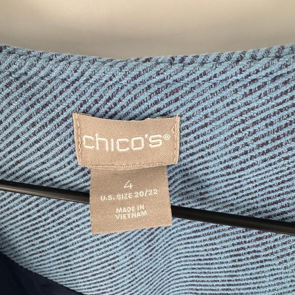 Chico’s Women’s Open Front Coat Blue Longline Blazer Lightweight Size 4 XXL - Picture 3 of 6